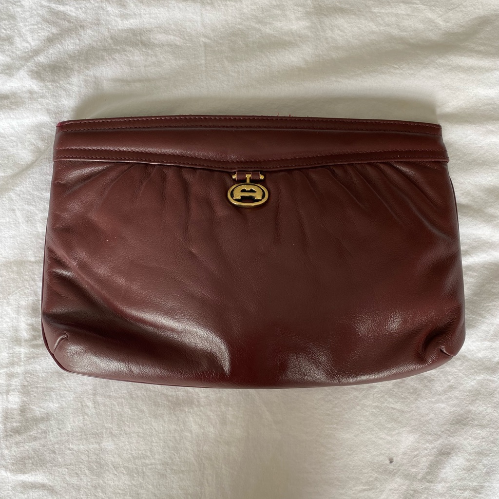 Red Leather Wristlet Vintage